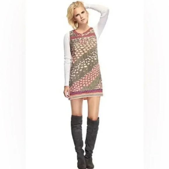 Free People Pretty Young Thing Patchwork Shift Lined Dress Size 4 - Picture 7 of 8